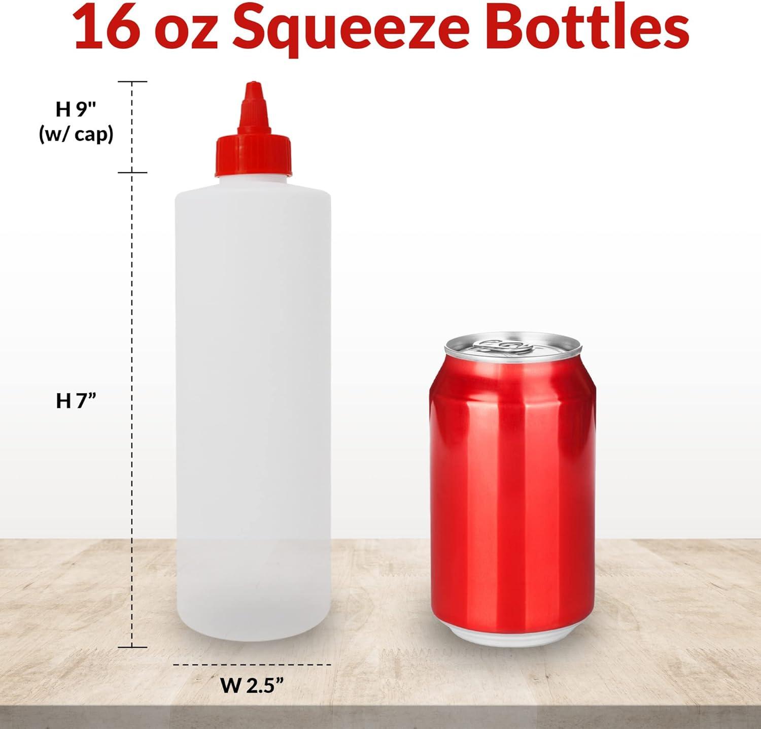 image:imageReli Plastic Squeeze Bottles 16 oz 8 Pack Condiment Squeeze Bottles for Sauces Clear wRed Twist Cap 16 Ounce Hot Sauce Ketchup Condiments Olive Oil Liquids