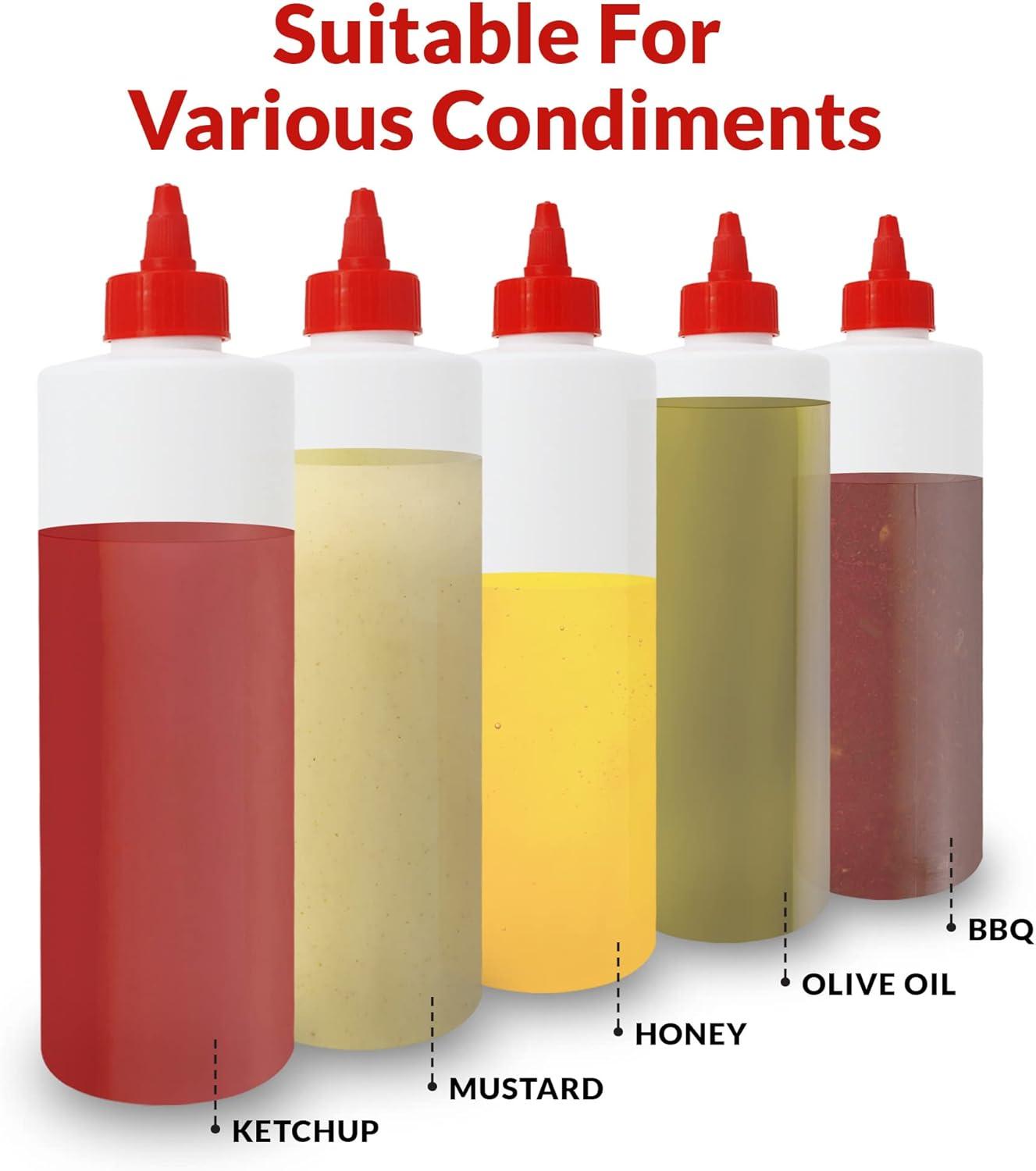 image:imageReli Plastic Squeeze Bottles 16 oz 8 Pack Condiment Squeeze Bottles for Sauces Clear wRed Twist Cap 16 Ounce Hot Sauce Ketchup Condiments Olive Oil Liquids