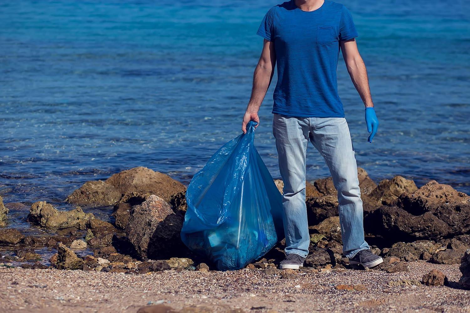 image:imageReli SuperValue 33 Gallon Recycling Bags 240 Count Bulk Made in the USA Blue Trash Bags 3033 Gallon Blue Recycling Garbage 33Gal with 30Gal 33Gal 35Gal Capacity1 Count Pack of 240