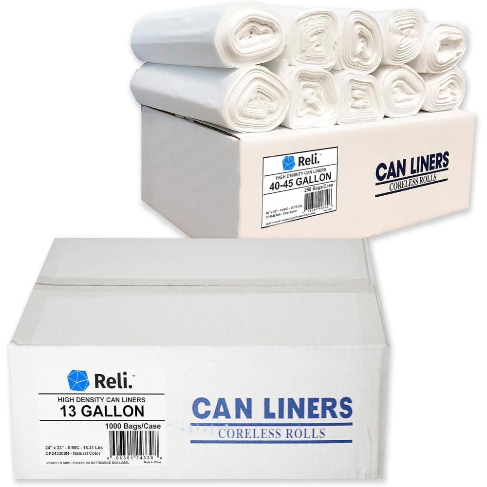 image:imageReli 13 Gal Trash Bags 1000 Bags amp 4045 Gal Trash Bags 250 Bags