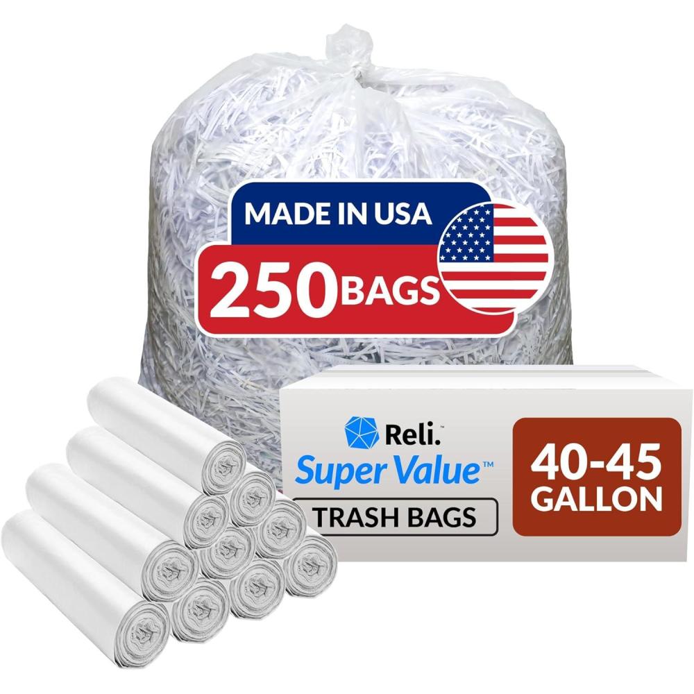 image:imageReli 40 to 45 Gallon Trash Bags Heavy Duty 250 Trash Bags Super Sizeable Clear Garbage for Serious Cleanup