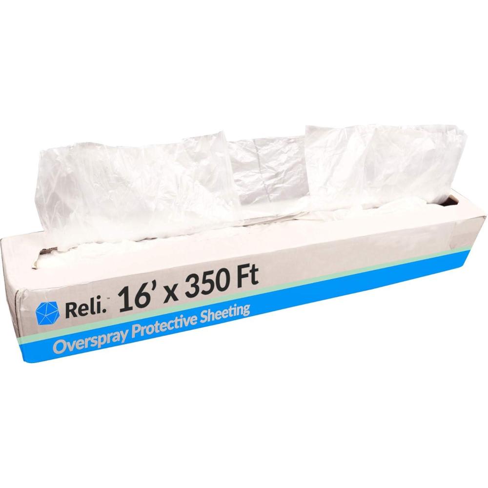 image:imageReli Plastic Sheeting White 16 x 350 Feet Overspray Plastic Sheeting Translucent Masking Film Protective Painters Coverage Roll for AutomotiveAuto Body Painting