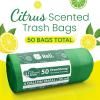Reli. 4 Gallon Trash Bags Drawstring (50 Count) | Citrus Scented Small Trash Bags | Garbage Liners for Bathroom Can | 2 Gal – 3 Gallon – 4 Gal Small Can Liners (Green)