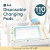 Reli. Disposable Changing Pads for Baby (110 Pack) | Disposable Diaper Changing Pads, 13″ x 18″ | Super Absorbent, Leak-Proof Liners | Waterproof, Quick Dry Underpads (Blue/White)
