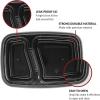 Reli. Meal Prep Containers 32 oz. | 45 Pack | 2 Compartment Food Container w/Lids | Microwavable Food Storage, To Go | Black Reusable Bento Box/Lunch Box for Meal Prep