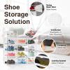 Reli. Shoe Boxes (14 Pack) | Clear Shoe Storage Boxes Stackable and Compact | Lightweight Plastic Storage Box with Ventilation Holes, Swing Door | Interlocking Containers, Stackable Rack | White