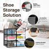 Reli. Shoe Boxes (7 Pack) | Clear Shoe Storage Boxes Stackable and Compact | Lightweight Plastic Storage Box with Ventilation Holes, Swing Door | Interlocking Containers, Stackable Rack | Black