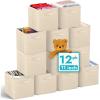 Reli. 11 Inch Cube Storage Bins (12 Pack) | Cube Organizer Bins | 11×11 Fabric Storage Boxes | Collapsible, Foldable Fabric Cubby Box (Square) | Kids Room Organization (Beige)