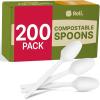 Reli. Compostable Spoons (200 Pack) | Soup Spoons, Disposable Utensils Heavy Duty | Compostable Utensils, Cutlery for Party, Hot Food, Party Supplies | BPA Free, Cornstarch (White)