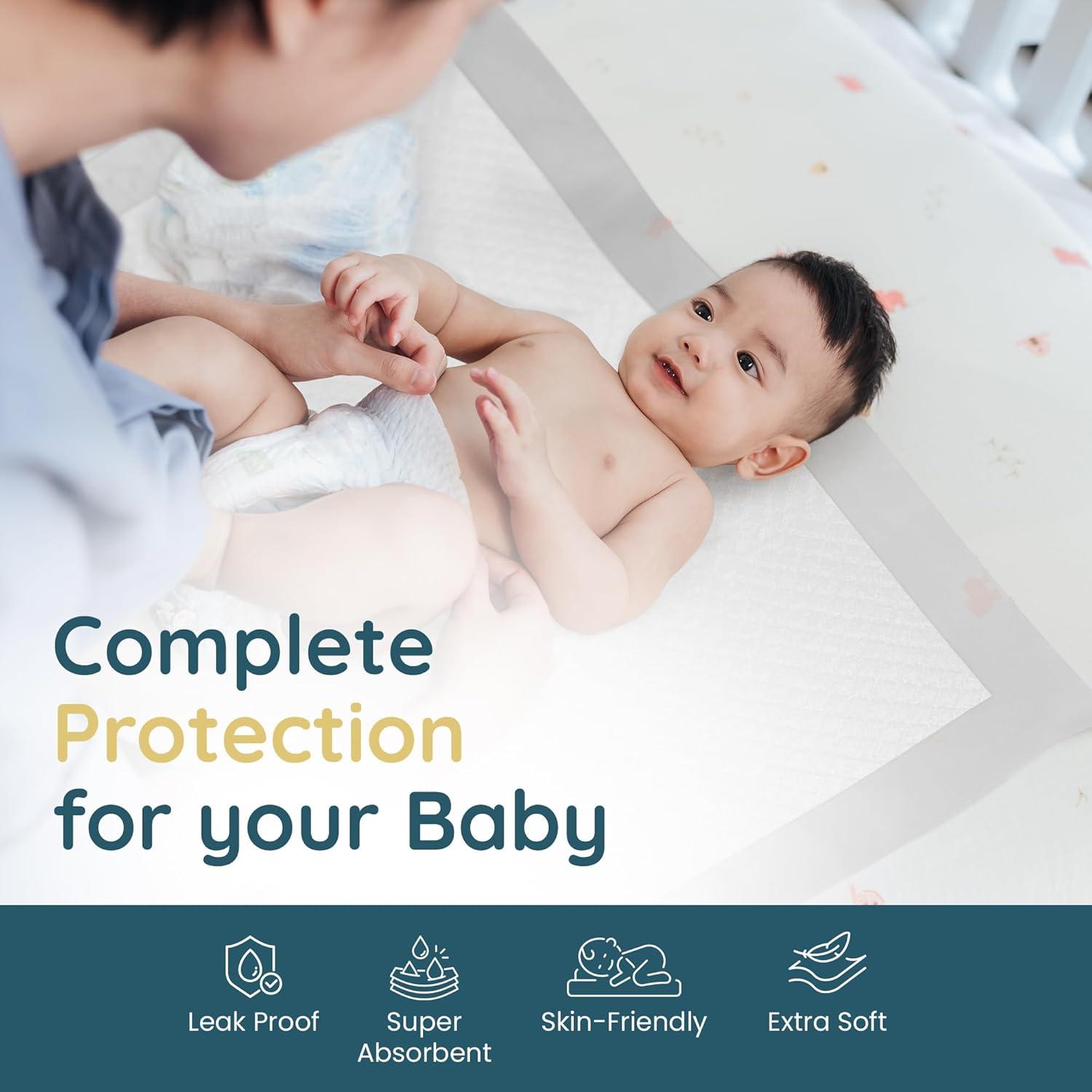 image:imageReli Premium XL Disposable Baby Changing Pad Liners XL 24 x 18 110 Pack Super Absorbent Soft Waterproof Quick Dry Carry on the Go for Quick Diaper Changes White