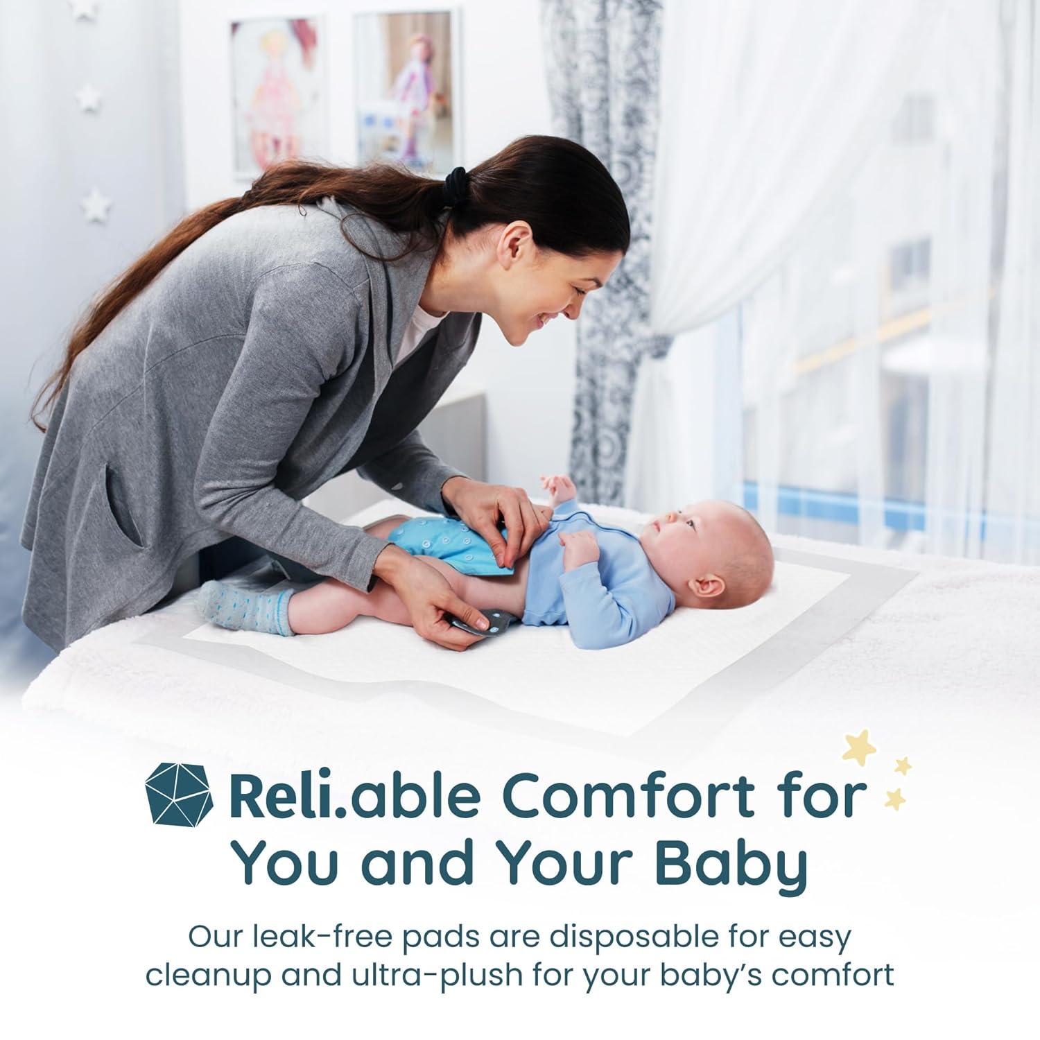 image:imageReli Premium XL Disposable Baby Changing Pad Liners XL 24 x 18 110 Pack Super Absorbent Soft Waterproof Quick Dry Carry on the Go for Quick Diaper Changes White
