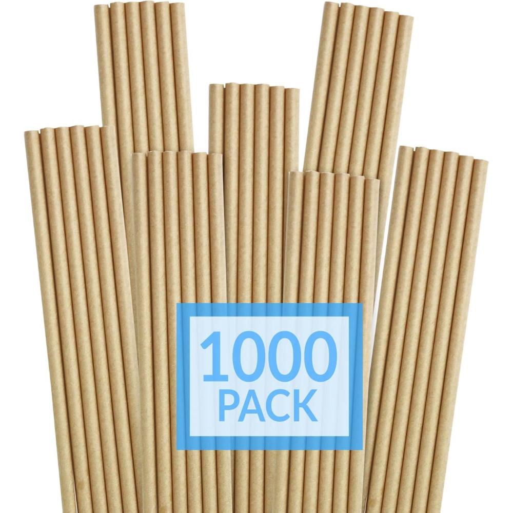 image:imageReli 1000 Pack Paper Straws Kraft Brown Paper Straws for Drinking Disposable BiodegradableEcoFriendly Use for Crafts Party DecorationSupplies Restaurants Juice Brown1000