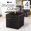 Reli. 11 Inch Cube Storage Bins (4 Pack) | Cube Organizer Bins | 11×11 Fabric Storage Boxes | Collapsible, Foldable Fabric Cubby Box (Square) | Kids Room Organization (Black)