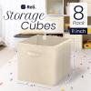 Reli. 11 Inch Cube Storage Bins (8 Pack) | Cube Organizer Bins | 11×11 Fabric Storage Boxes | Collapsible, Foldable Fabric Cubby Box (Square) | Kids Room Organization (Beige)