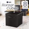 Reli. 11 Inch Cube Storage Bins (8 Pack) | Cube Organizer Bins | 11×11 Fabric Storage Boxes | Collapsible, Foldable Fabric Cubby Box (Square) | Kids Room Organization (Black)