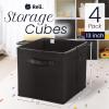 Reli. 13x13x13 Storage Cube Bins (4 Pack) | Large Cube Organizer Bins | 13×13 Fabric Storage Boxes | Fits Kallax | Collapsible, Foldable Fabric Cubby Box (Square) | Kids Room Organization (Black)