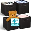 Reli. 11 Inch Cube Storage Bins (4 Pack) | Cube Organizer Bins | 11×11 Fabric Storage Boxes | Collapsible, Foldable Fabric Cubby Box (Square) | Kids Room Organization (Black)
