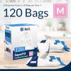 Reli. SuperFit Code M (120 Count) | Compatible with Simplehuman Code M | Dispenser Pack Custom Fit Liners | Drawstring Trash Bags | 45 Liter / 11.9 Gallon | White