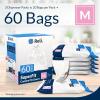 Reli. SuperFit Code M (60 Count) | Compatible with Simplehuman Code M | Dispenser Pack Custom Fit Liners | Drawstring Trash Bags | 45 Liter / 11.9 Gallon | White