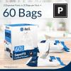 Reli. SuperFit Code P (60 Count) | Compatible with Simplehuman Code P | Dispenser Pack Custom Fit Liners | Drawstring Trash Bags | 50-60 Liter / 13-16 Gallon | White