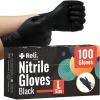 Reli. Black Nitrile Gloves, Large | 100 Pack Disposable Gloves (3.5 Mil) | Powder Free, Latex Free | Single-Use | Premium Nitrile Material for Automotive Work, Cleaning, Cooking | Food Safe Material