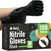 Reli. Black Nitrile Gloves, Medium | 100 Pack Disposable Gloves (3.5 Mil) | Powder Free, Latex Free | Single-Use | Premium Nitrile Material for Automotive Work, Cleaning, Cooking | Food Safe Material