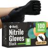 Reli. Black Nitrile Gloves, Medium | 100 Pack Heavy Duty Disposable Gloves (5 mil) | Powder Free, Latex Free | Single-Use | Premium Nitrile Material for Automotive, Cleaning, Cooking | Food Safe