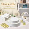Reli. Plastic Plates for Party | 210 Pieces | White w/Gold Rim | Plates and Napkins Party Supplies | Disposable Dinnerware Set for 30 Guests | Dinner & Dessert Pack, Gold Cutlery Set, Napkins, Cups