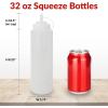 Reli. Plastic Squeeze Bottles, 32 oz. | 8 Pack | Condiment Squeeze Bottles for Sauces | Clear w/Tethered Caps | 32 Ounce Hot Sauce, Ketchup | Condiments, Olive Oil, Liquids(8)