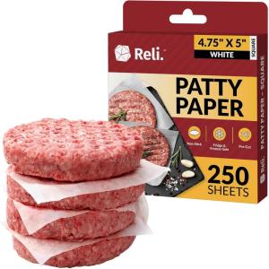 Reli. (250 Pack) Hamburger Patty Paper (4.75″ x 5″,Square) | Wax Paper Squares | Food Grade Patty & Parchment Non-Stick Sheets for Burger Press, Deli/Butcher Meat, Resturant-Grade
